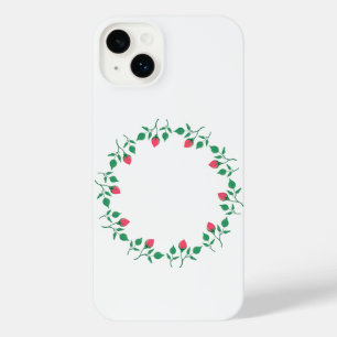 Funda Para iPhone 14 Plus Marco redondo floral con flores rosadas