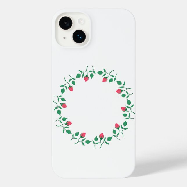 Funda Para iPhone Marco redondo floral con flores rosadas (Reverso )