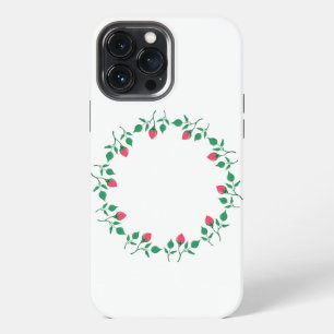 Funda Para iPhone 13 Pro Max Marco redondo floral con flores rosadas