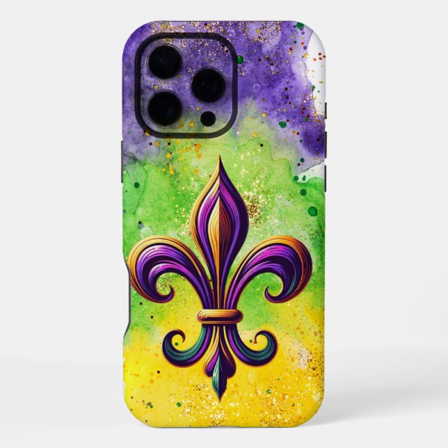Funda Para iPhone Mardi Gras Fleur de lis (Reverso )
