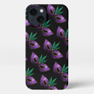 Mardi Gras Mask Purple Green Sparkles patrón