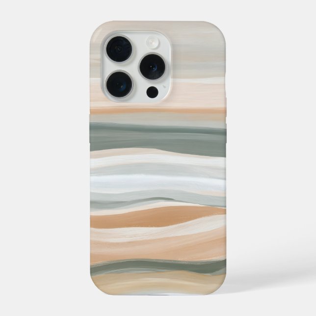 Funda Para iPhone Mareas suaves en capas – Neutro costero abstracto (Reverso )