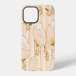 Funda Para iPhone 12 Marfil Beige: Patrón floral de lujo.