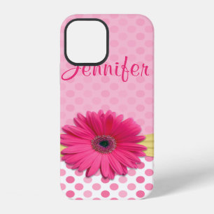 Funda Para iPhone 12 Margarita Gerbera Rosa con Lunares Adorable