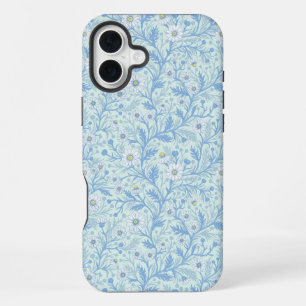 Funda Para iPhone 16 Plus Margaritas en blanco y azul sobre vidrio marino