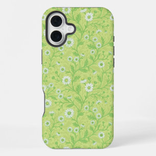 Funda Para iPhone 16 Plus Margaritas en blanco y verde sobre verde miel