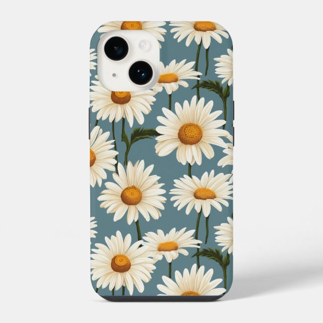 Funda Para iPhone Margaritas sobre azul  (Reverso )
