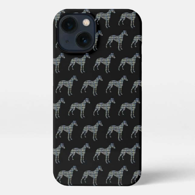 Funda Para iPhone Marioneta Italiana Greyhound Dog Silhouett Grid Bl (Reverso )