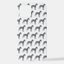 Funda Para iPhone 12 Marioneta Italiana Greyhound Dog Silhouett Grid Bl