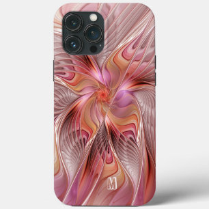 Funda Para iPhone 13 Pro Max Mariposa abstracta colorida arte fractal monograma