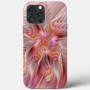 Funda Para iPhone 13 Pro Max Mariposa abstracta colorida arte fractal monograma