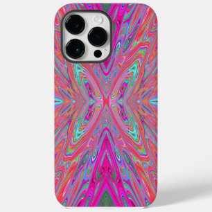 Funda Para iPhone 14 Pro Max Mariposa abstracta rosa trippy, acuática y magenta