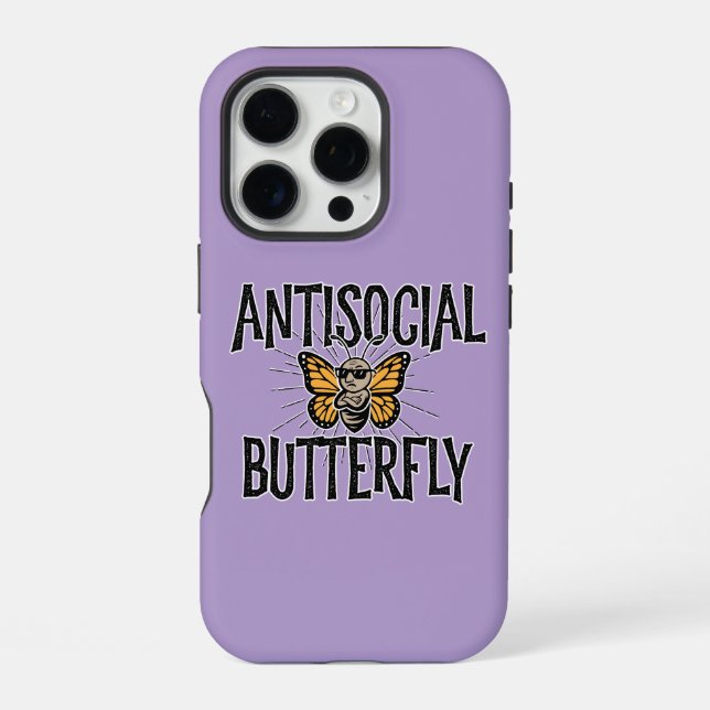 Funda Para iPhone Mariposa antisocial - ermitaño divertido (Reverso )