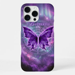 Funda Para iPhone 16 Pro Max Mariposa Astro Mágica Cósmica Púrpura Estética