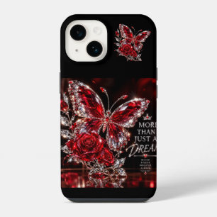 Funda Para iPhone 14 Mariposa de cristal de rubí y rosa