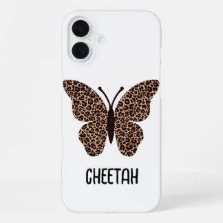 Funda Para iPhone 16 Plus mariposa de estampado de guepardo linda