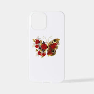 Funda Para iPhone 12 Mini Mariposa de flor roja con rosas rojas