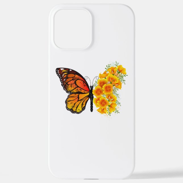 Funda Para iPhone Mariposa de flores con amapola amarilla de Califor (Reverso )