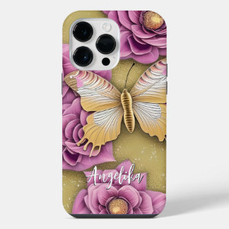 Funda Para iPhone 14 Pro Max Mariposa De Nombre Personalizado De Moda