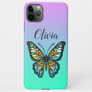 Funda Para iPhone 11Pro Max Mariposa de vidrio manchado colorido personalizada