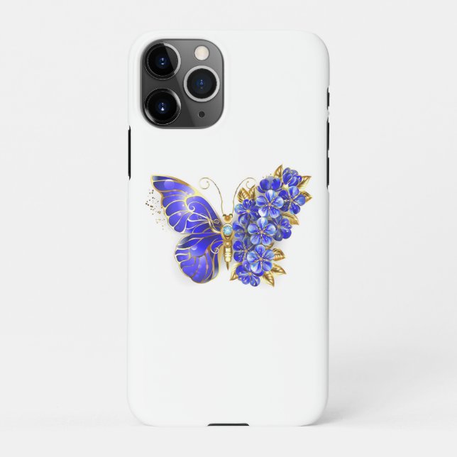 Funda Para iPhone Mariposa Flor Zafiro (Reverso)