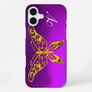 FUNDA PARA iPhone 16 PLUS MARIPOSA HIPER MÁGICA DE ORO, PIEDRAS PRECIOSAS, M