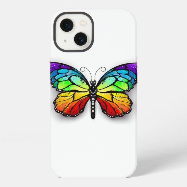 Funda Para iPhone Mariposa monarca arcoíris (Reverso )