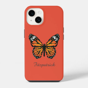 Funda Para iPhone 14 Mariposa monarca en polígono / Nombre personal C