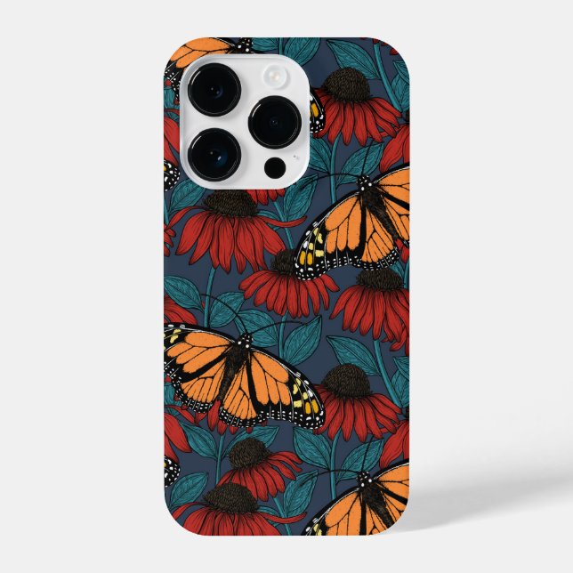 Funda Para iPhone Mariposa monarca sobre las colmenas rojas (Reverso )