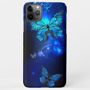 Funda Para iPhone 11Pro Max Mariposa morfo en el fondo oscuro