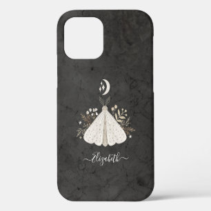 Funda Para iPhone 12 Mariposa Negra Blanca Boho Vintage