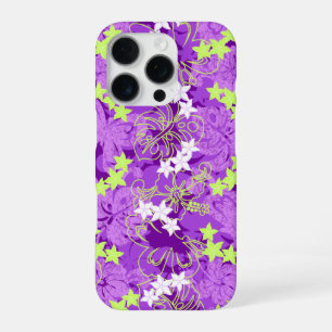 Funda Para iPhone 16 Pro Mariposa Pulelehua Hibisco Hawaiano Morado