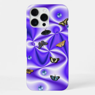 Funda Para iPhone 16 Pro Max Mariposa y perlas sobre seda púrpura