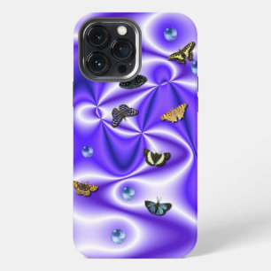 Funda Para iPhone 13 Pro Max Mariposa y Perlas sobre Seda púrpura
