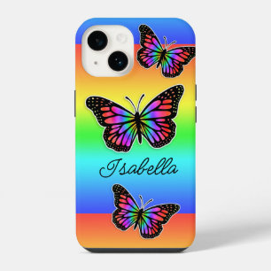 Funda Para iPhone 14 Mariposa y tu nombre personalizado
