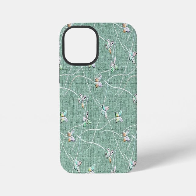 Funda Para iPhone Mariposas acuarela sobre verde menta (Reverso )