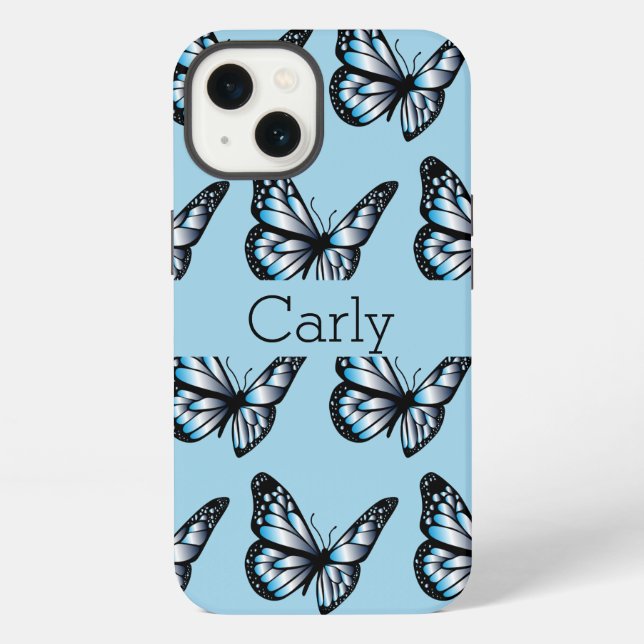 Funda Para iPhone Mariposas Azules (Reverso )
