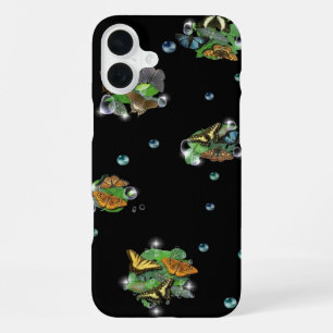 Funda Para iPhone 16 Plus Mariposas con gotas de lluvia de hoja estrellas y 