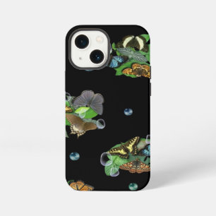 Funda Para iPhone 13 Mini Mariposas con Hojas Gotitas de Lluvia Estrellas y 