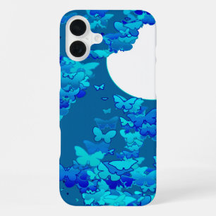 Funda Para iPhone 16 Plus Mariposas contra cielo nocturno azul, paisaje luna