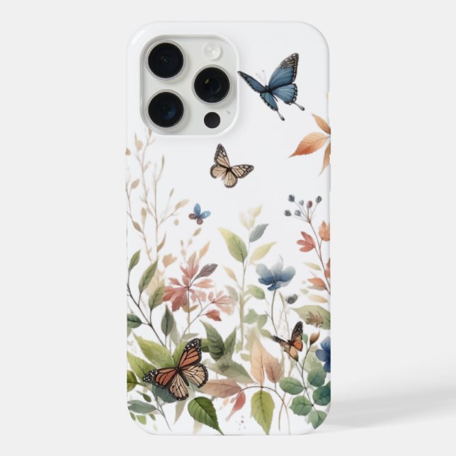 Funda Para iPhone Mariposas Elegantes con Follaje Exuberante (Reverso )