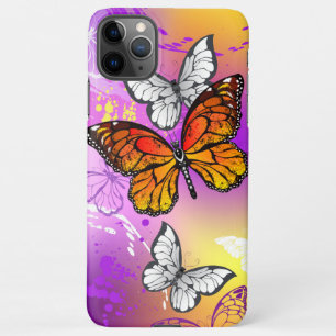 Funda Para iPhone 11Pro Max Mariposas monarcas en fondo morado