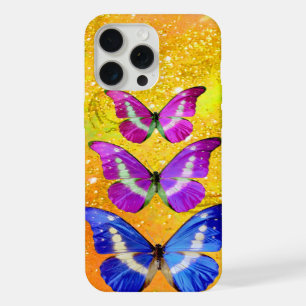 MARIPOSAS ROSADAS MORADAS AZULES EN AMARILLO DORAD
