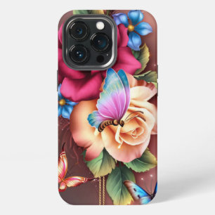 Funda Para iPhone 13 Pro Mariposas y flores