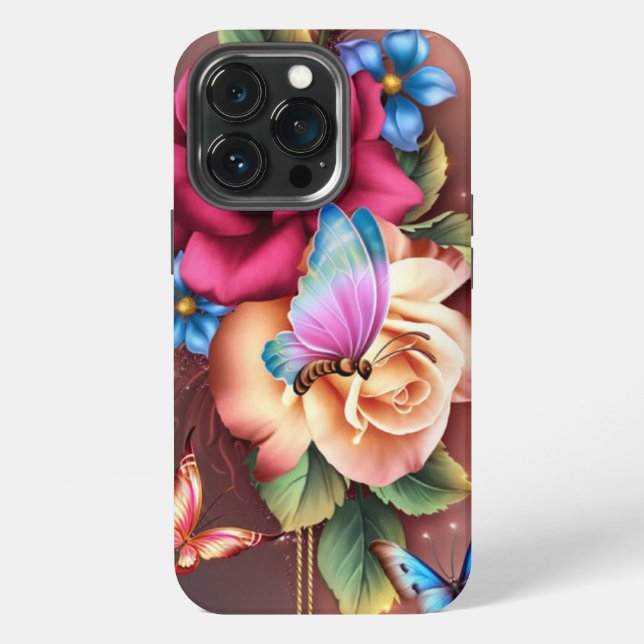 Funda Para iPhone Mariposas y flores (Reverso )
