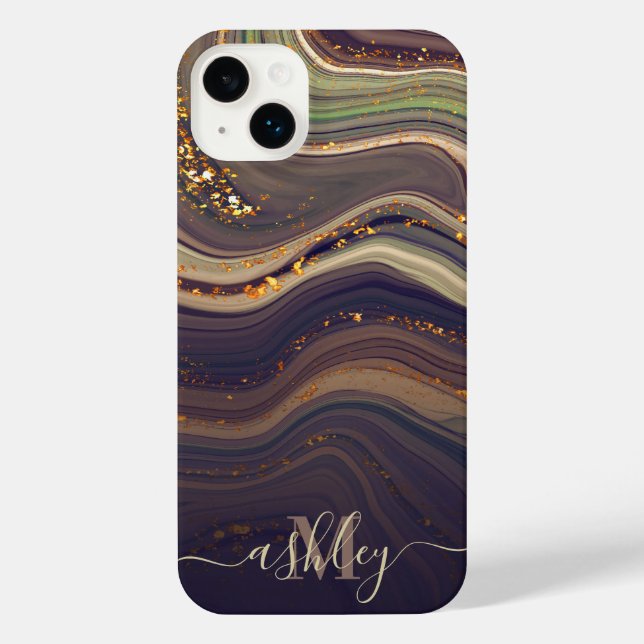 Funda Para iPhone Mármol abstracto y Purpurina (Reverso )