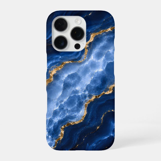 Funda Para iPhone Mármol Ágata Zafiro de Lujo (Reverso)