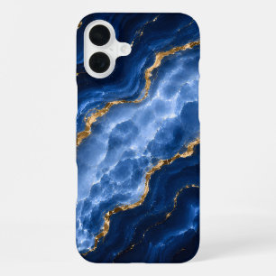 Funda Para iPhone 16 Plus Mármol Ágata Zafiro de Lujo