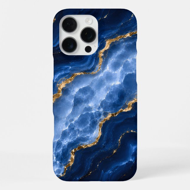 Funda Para iPhone Mármol Ágata Zafiro de Lujo (Reverso )