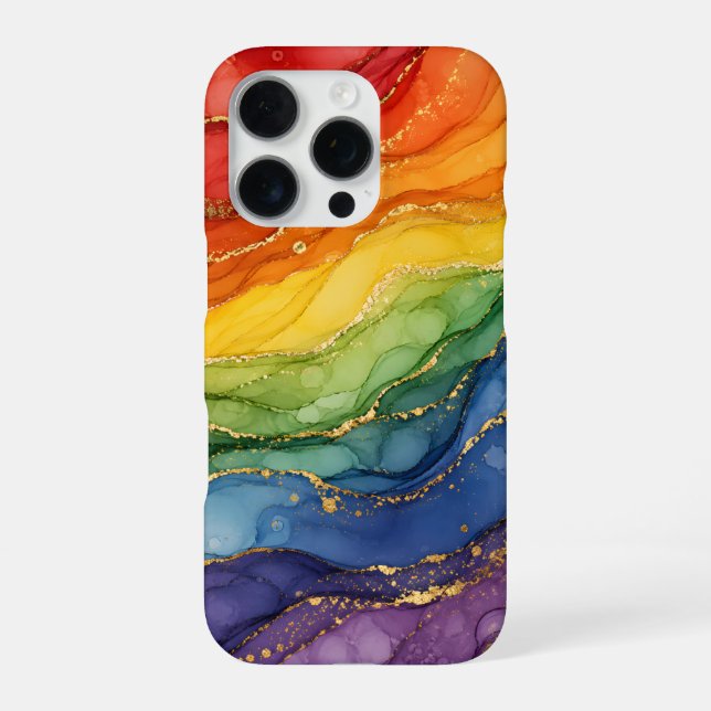 Funda Para iPhone Mármol Arcoíris LGBTQ  (Reverso)